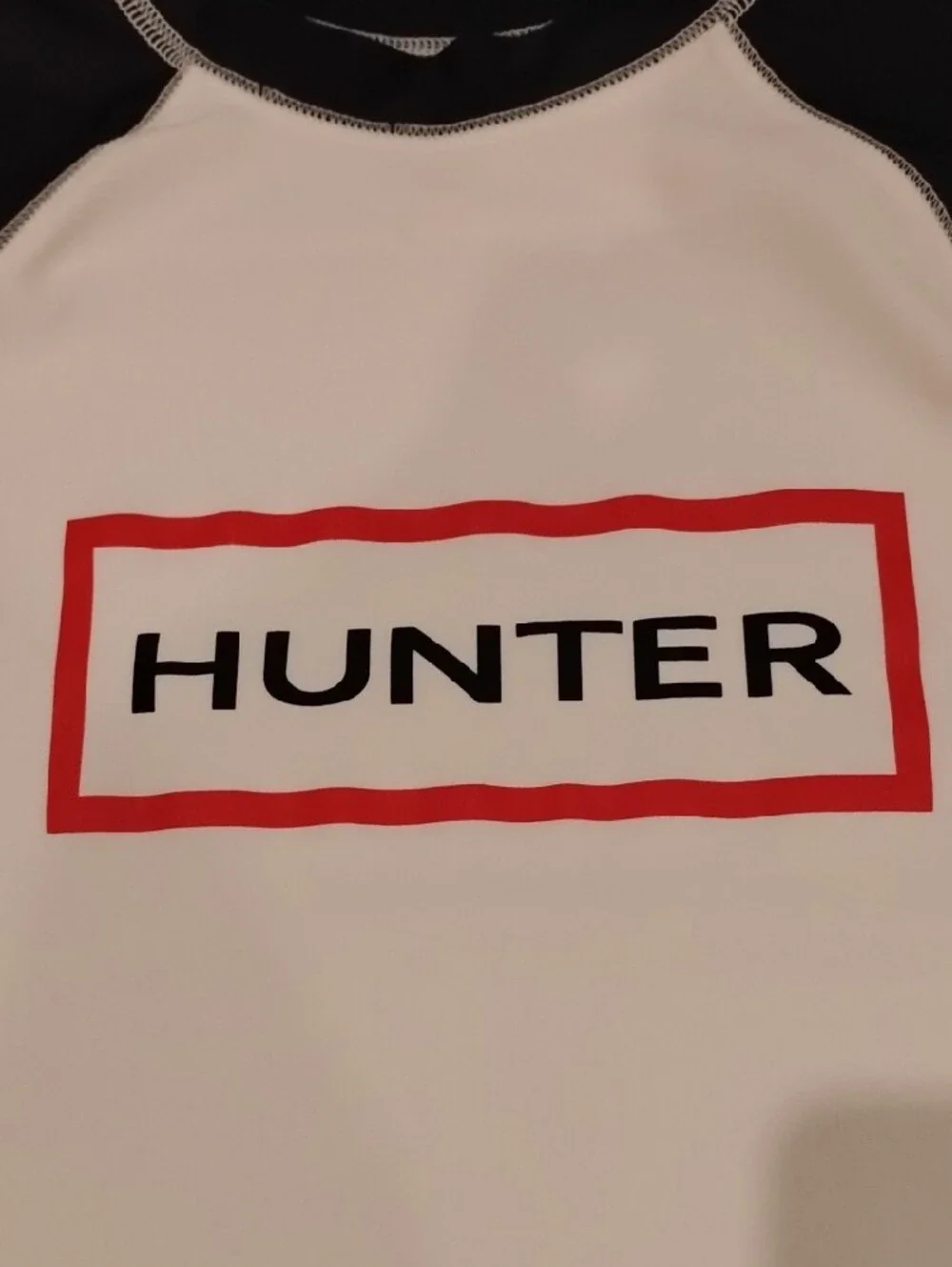 Hunter Kids White and Black Long-Sleeve Rashguard with Red Logo